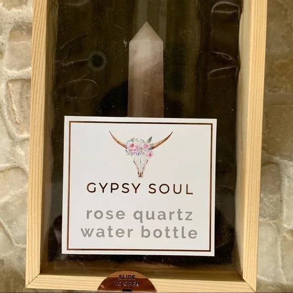 Anthropologie Gypsy Soul Rose Quartz Crystal Glass Water Bottle - Picture 7 of 7